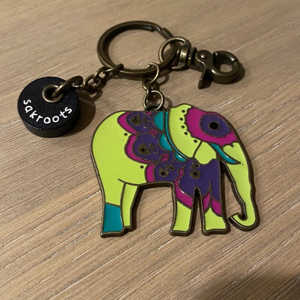 SKAROOTS Enamel Elephat Keychain Fob Purse Charm - Picture 8 of 10